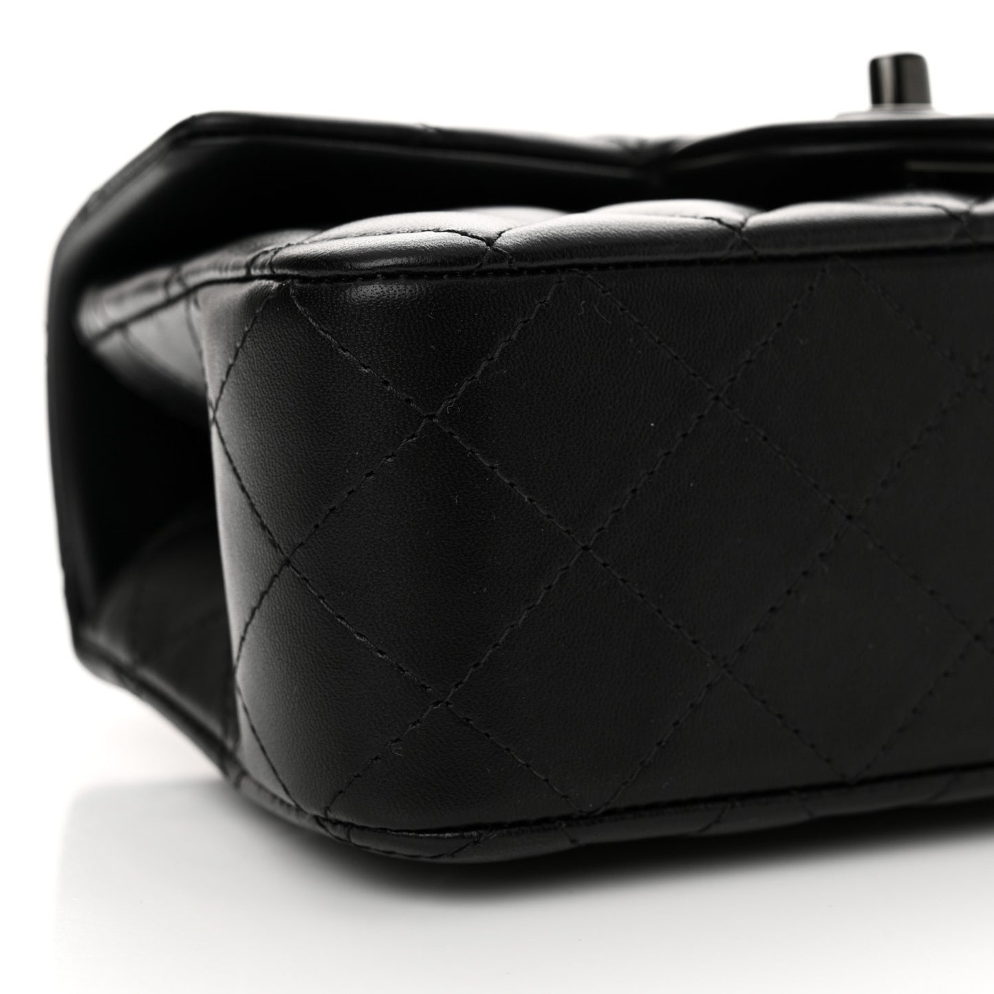 Lambskin Quilted Mini Top Handle Rectangular Flap So Black