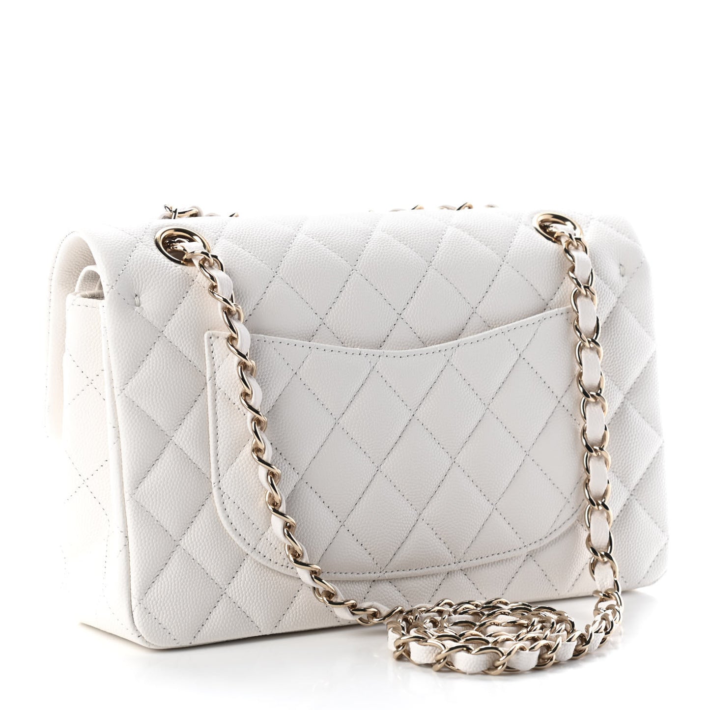 Caviar Quilted Small Double Flap White