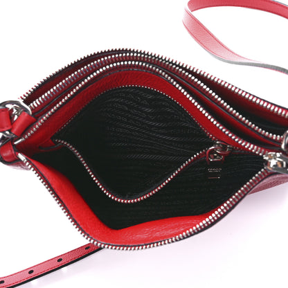 Prada Vitello Phenix Double Zip Crossbody Bag Rosso 6 of 12