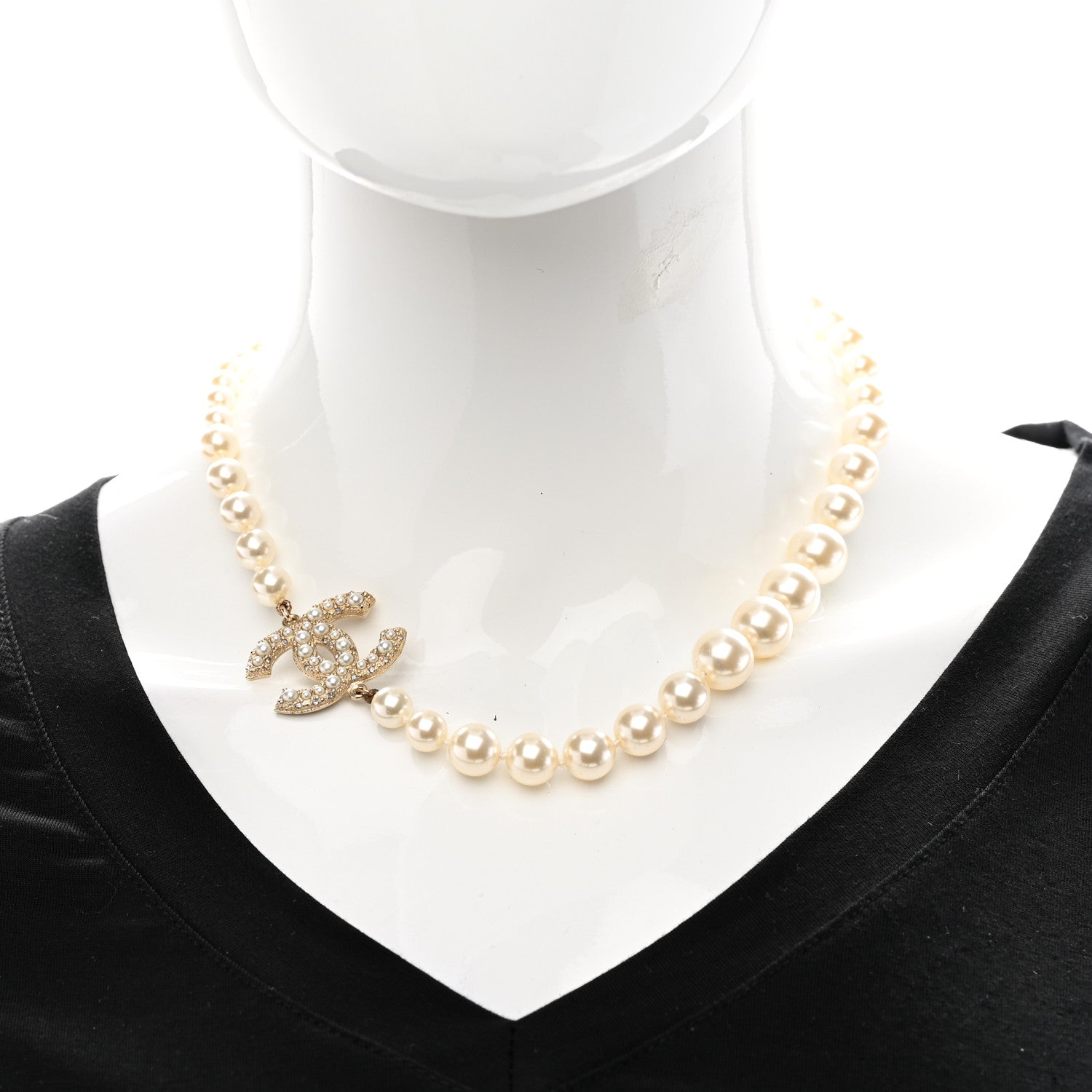 Chanel Pearl CC 100th Anniversary Necklace Light Gold 2 of 8