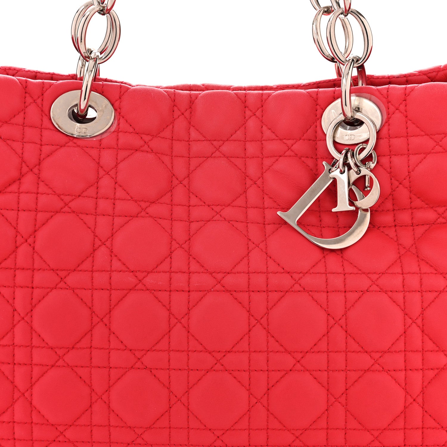 Christian Dior Lambskin Cannage Large Dior Soft Shopping Tote Red 8 of 10