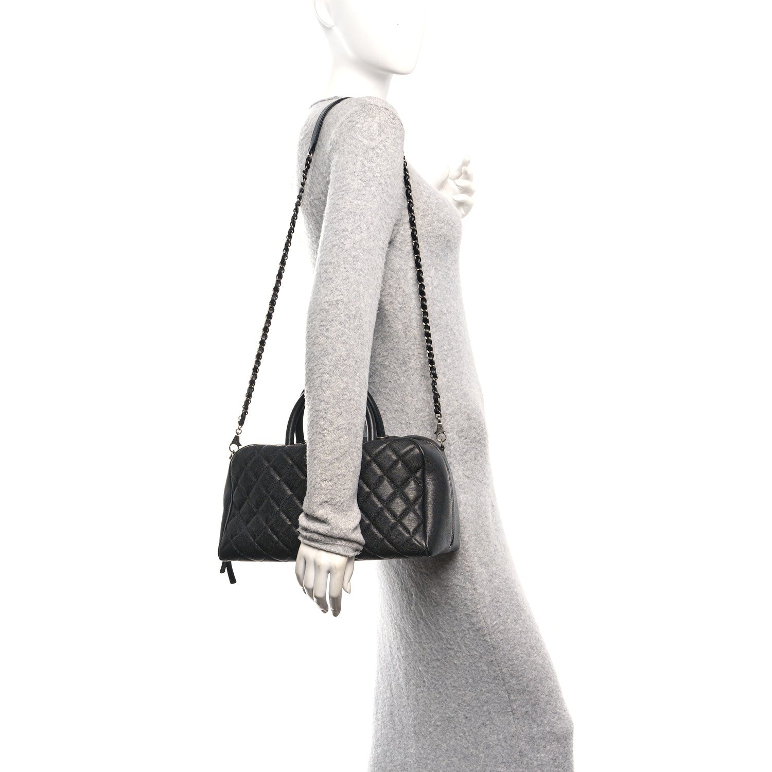 Chanel Caviar Quilted Large Coco Handle Bowling Bag Black 2 of 10