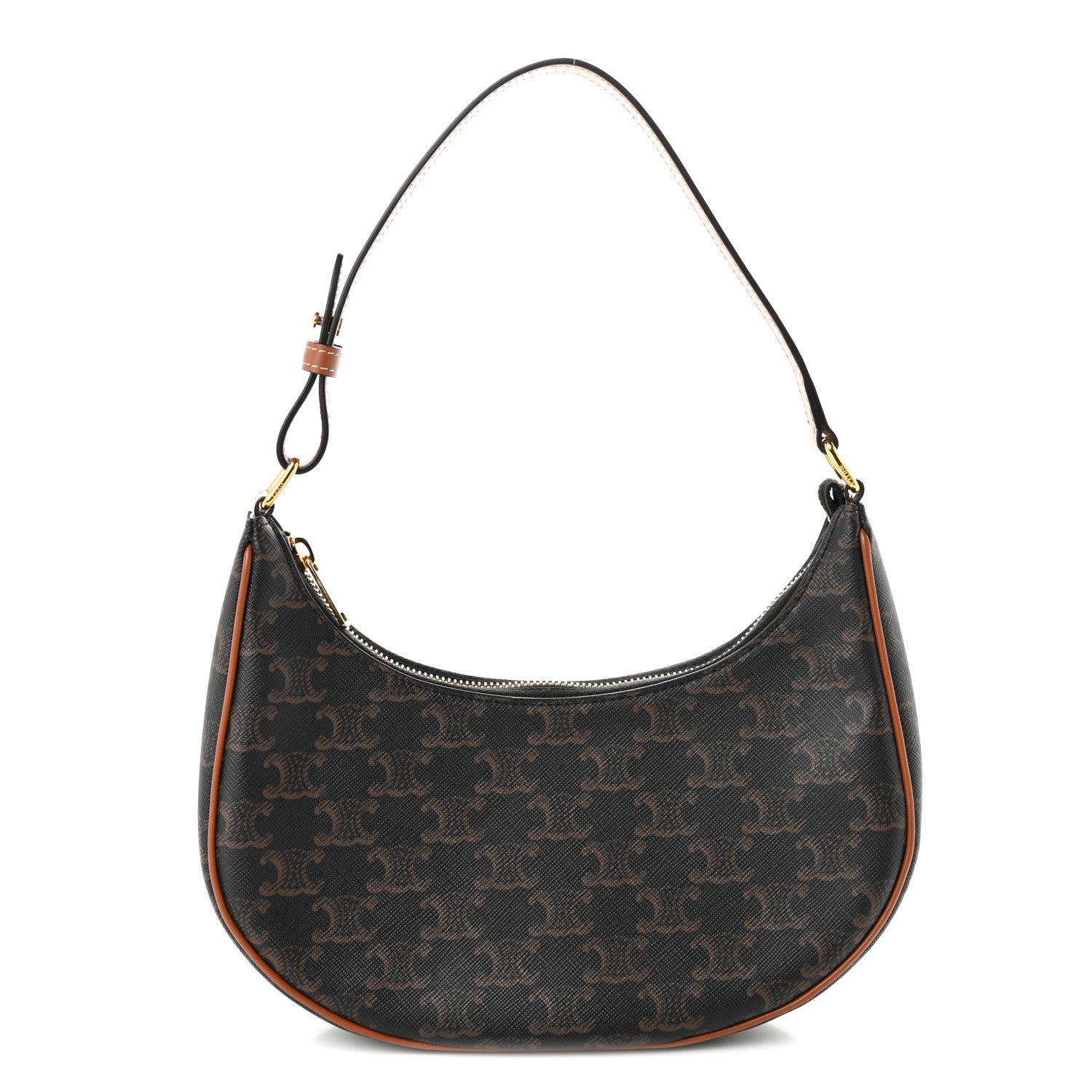 Celine Triomphe Canvas Calfskin Ava Shoulder Bag Tan 1 of 9