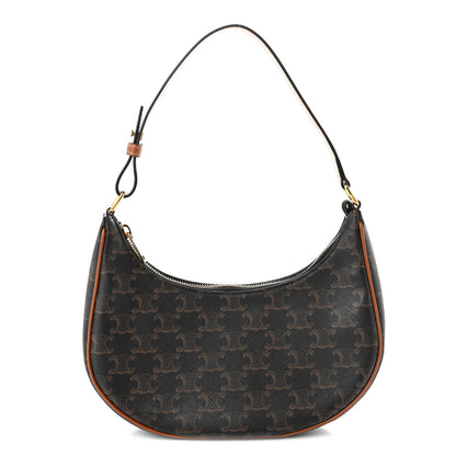 Celine Triomphe Canvas Calfskin Ava Shoulder Bag Tan 1 of 9