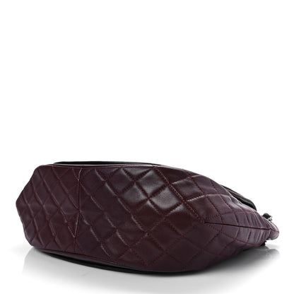 Chanel Lambskin Quilted Large Classic Twist Crescent Flap Black Burgundy 8 of 10