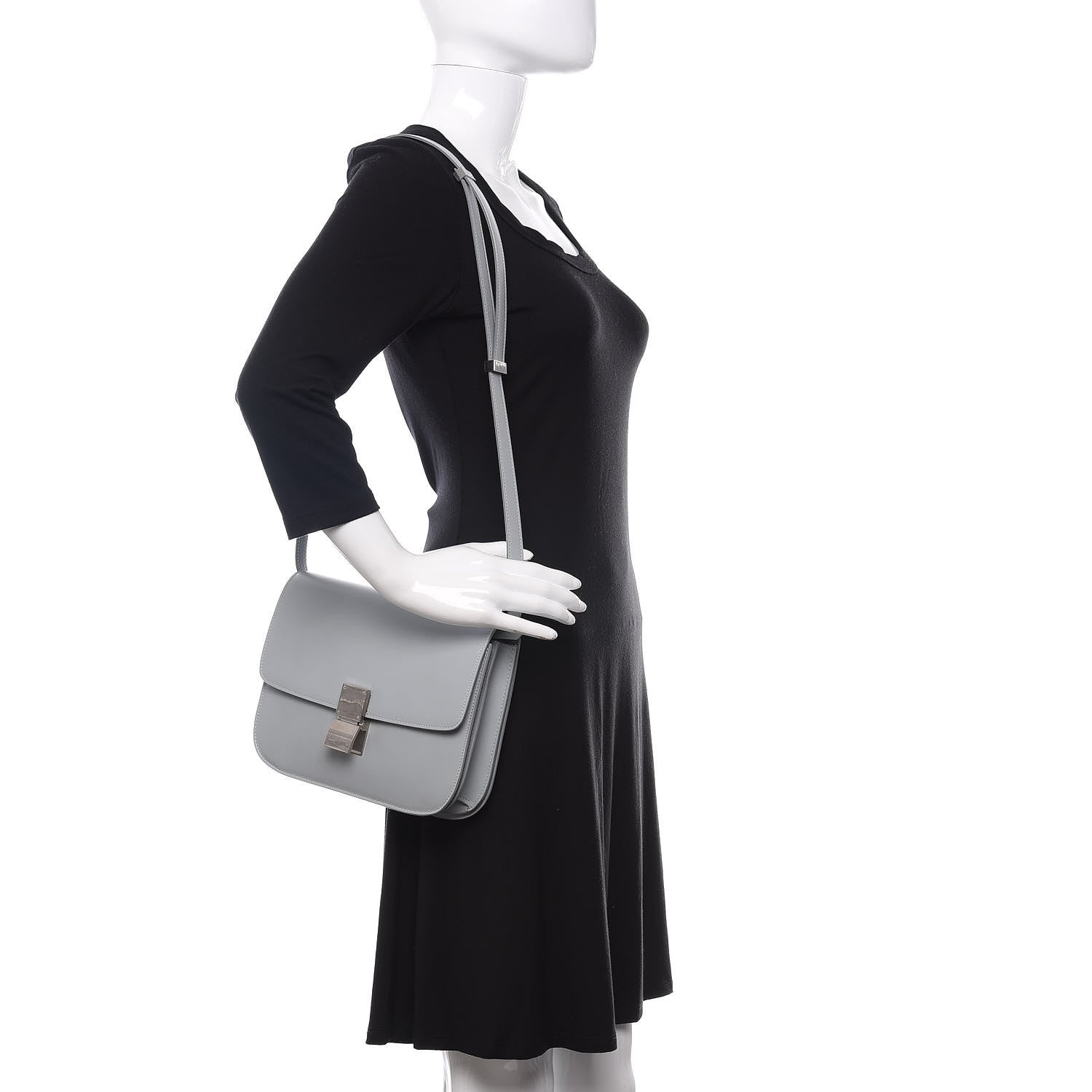 Celine Smooth Calfskin Medium Classic Box Flap Bag Slate 2 of 10