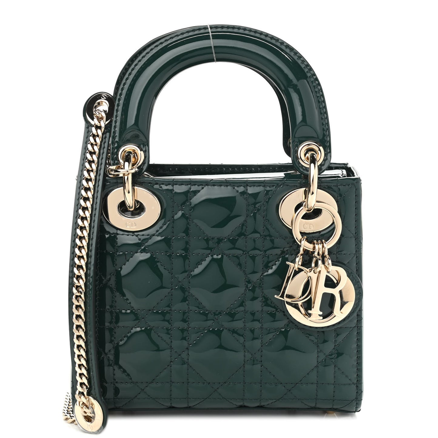 Patent Cannage Mini Lady Dior Pine Green