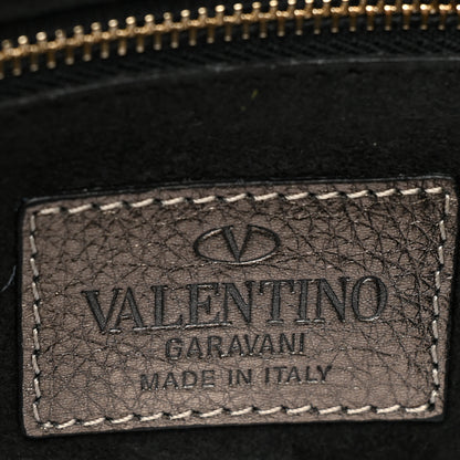 Valentino Garavani Metallic Pebbled Calfskin Small Rockstud Single Handle Flap Bag Sasso 6 of 9