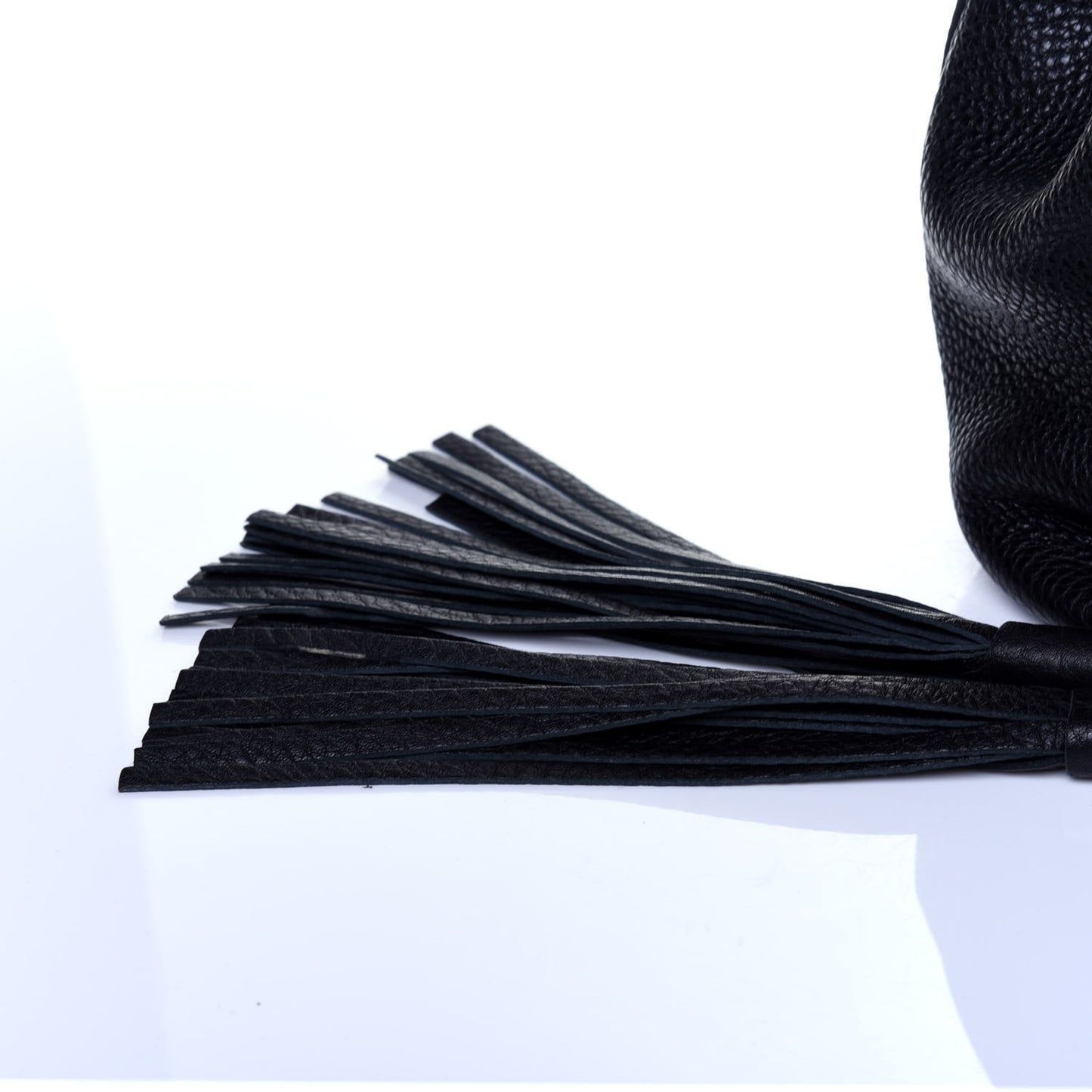 Pebbled Calfskin Miss Bamboo Bucket Bag Black