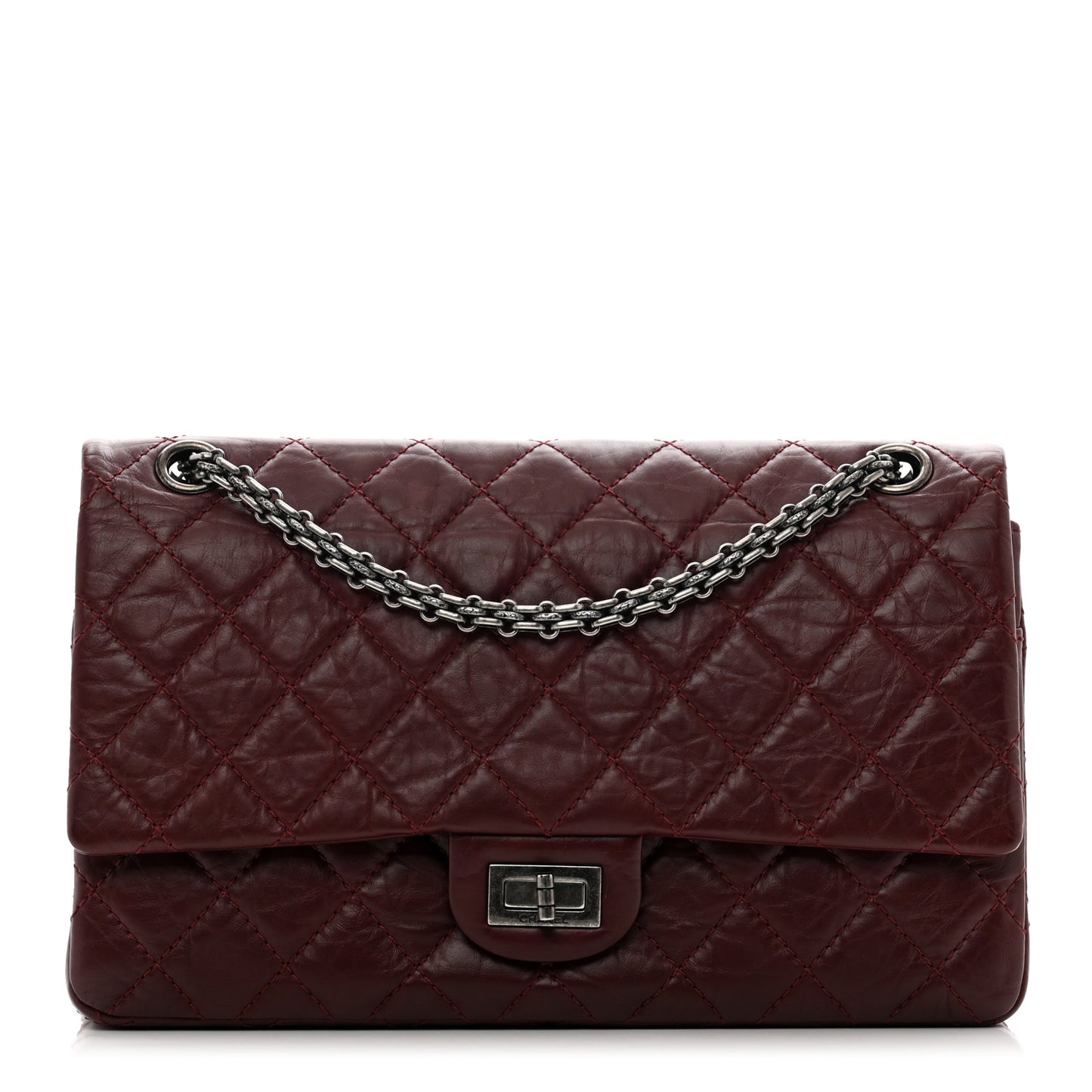 Aged Calfskin Quilted 2.55 Reissue 225 Flap Dark Burgundy
