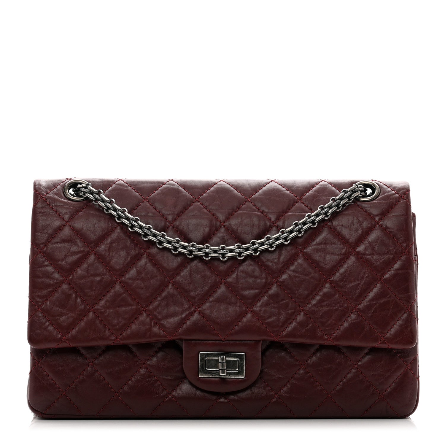 Chanel Aged Calfskin Quilted 2.55 Reissue 225 Flap Dark Burgundy 1 of 11