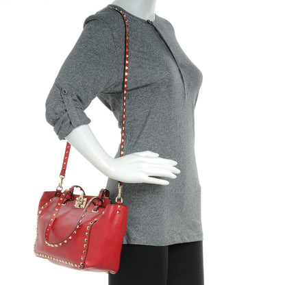 Valentino Garavani Vitello Small Rockstud Tote Rosso Valentino 2 of 8