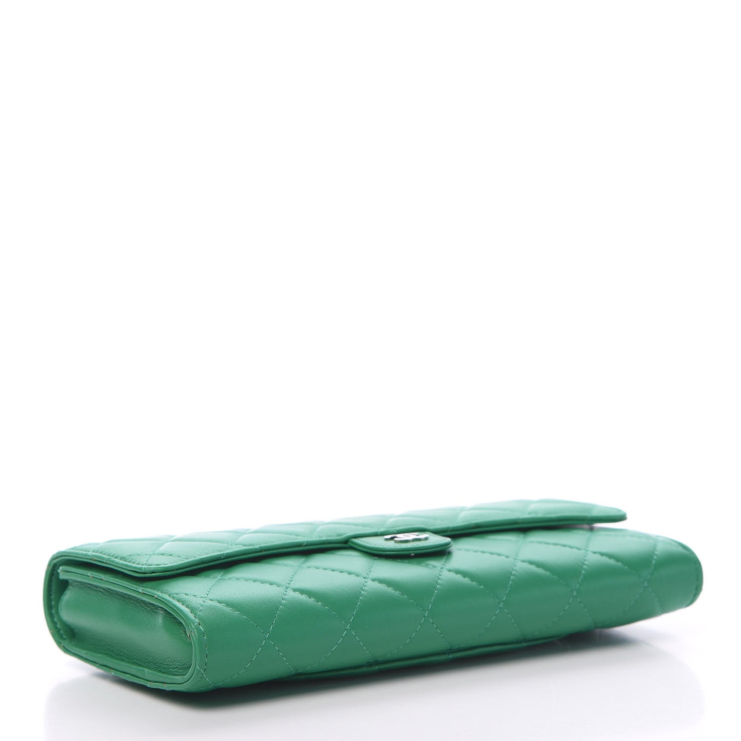 Lambskin Quilted Travel Wallet Green