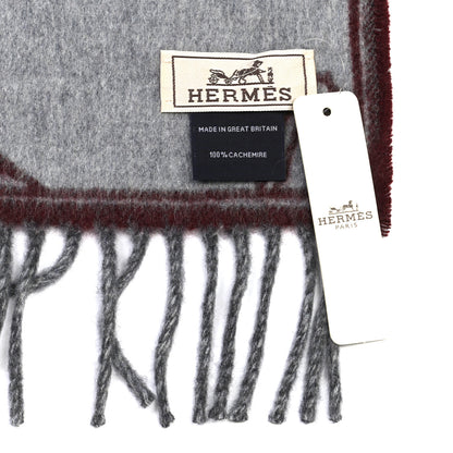Hermes Cashmere La Danse des Chevaux Muffler Bordeaux Gris Moyen Gris Clair 5 of 5