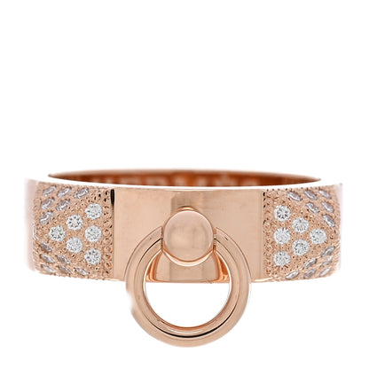 Hermes 18K Rose Gold Diamond PM Collier de Chien Ring 46 3.75 1 of 5
