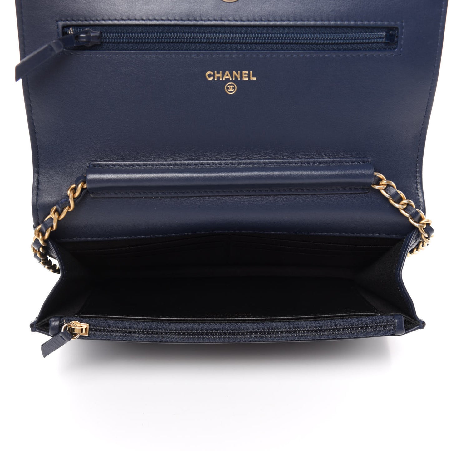 Caviar Quilted CC Filigree Wallet On Chain WOC Navy