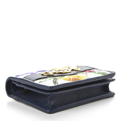 Gucci Canvas Flora Floral Trapuntata Zumi Card Case Wallet Great White Multicolor Blue Agata 4 of 7