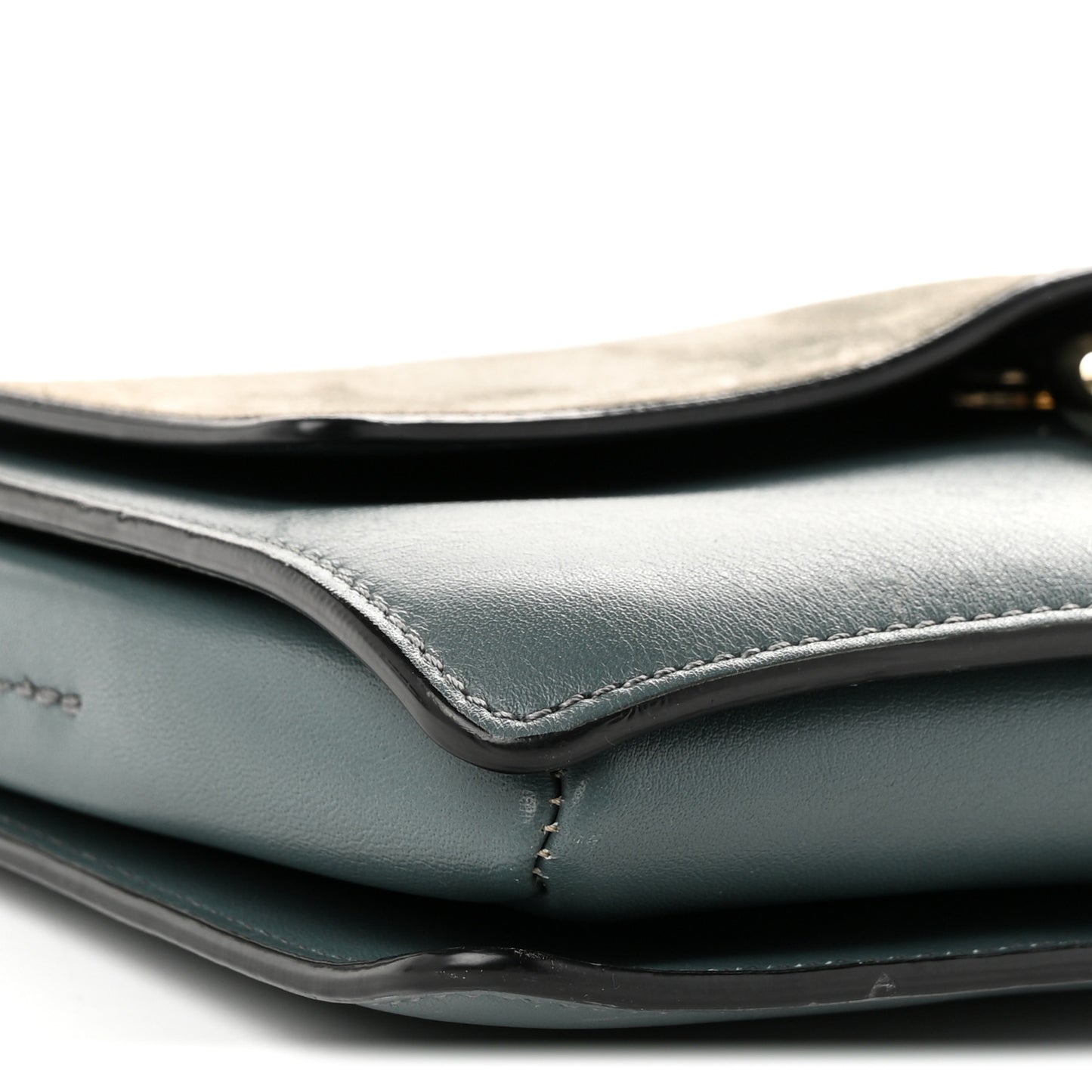 Suede Calfskin Small Faye Shoulder Bag Cloudy Blue