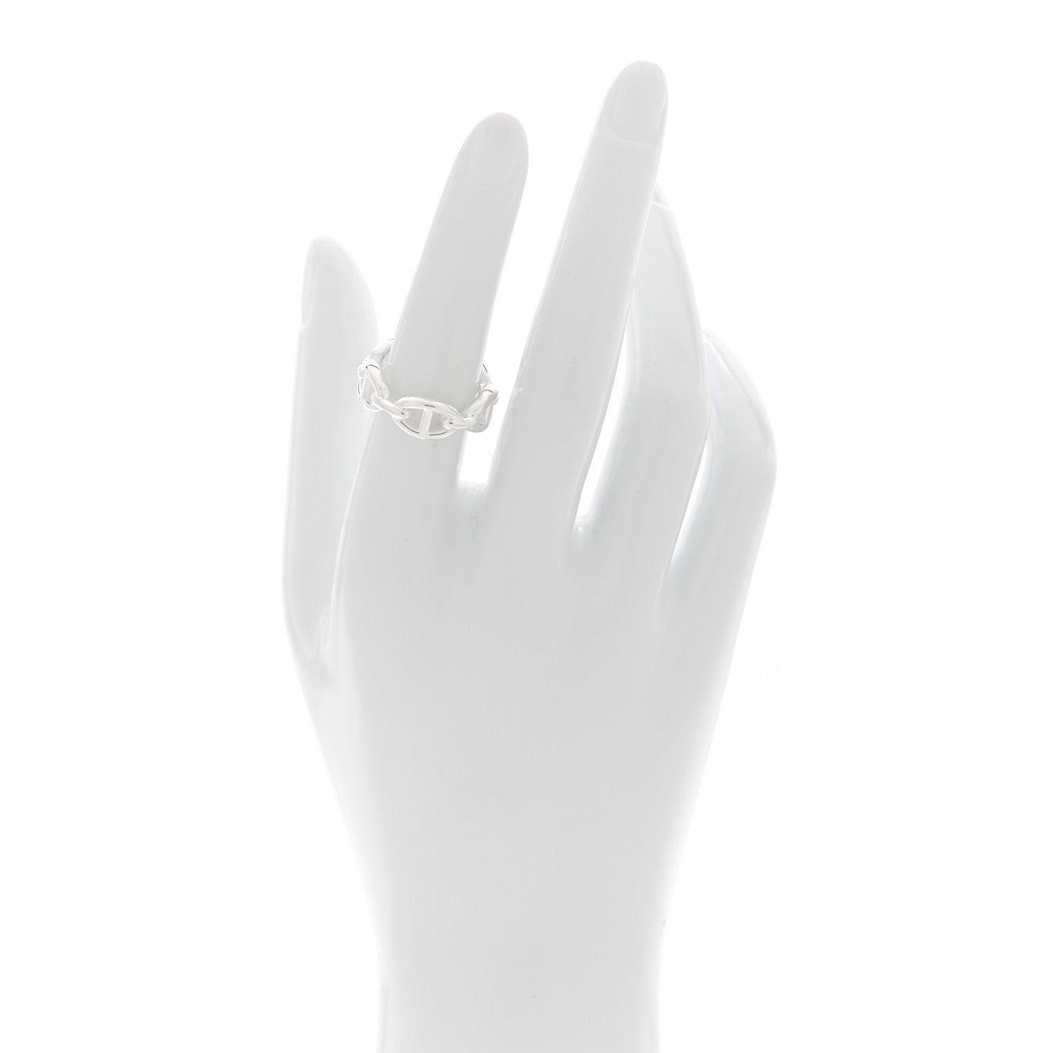Hermes Sterling Silver PM Chaine d'Ancre Enchainee Band Ring 53 6.5 2 of 9