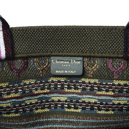 Christian Dior Canvas Embroidered Book Tote Olive Multicolor 6 of 8