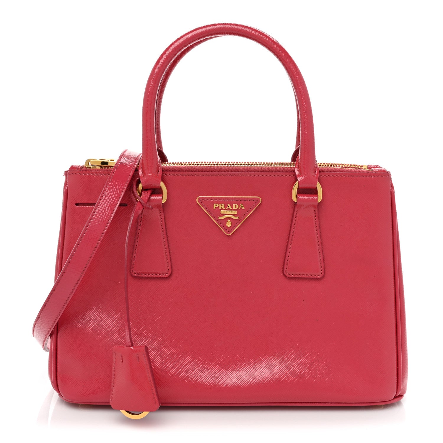 Prada Saffiano Vernice Small Galleria Double Zip Tote Peonia 1 of 26