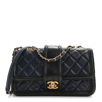 Chanel Lambskin Quilted Medium Elegant CC Flap Navy Black 1 of 11