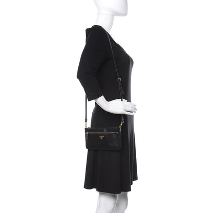 Prada Saffiano Crossbody Wallet Black 2 of 12