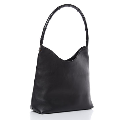 Gucci Calfskin Bamboo Shoulder Bag Black 3 of 15