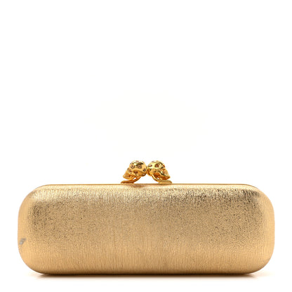 Alexander McQueen Nappa Metallic Twin Skull Box Clutch Gold 1 of 11