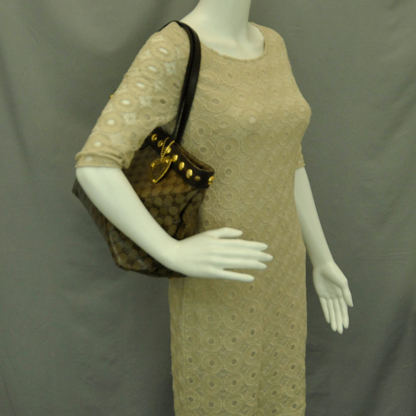 Crystal Monogram Medium Babouska Shopping Tote Dark Brown