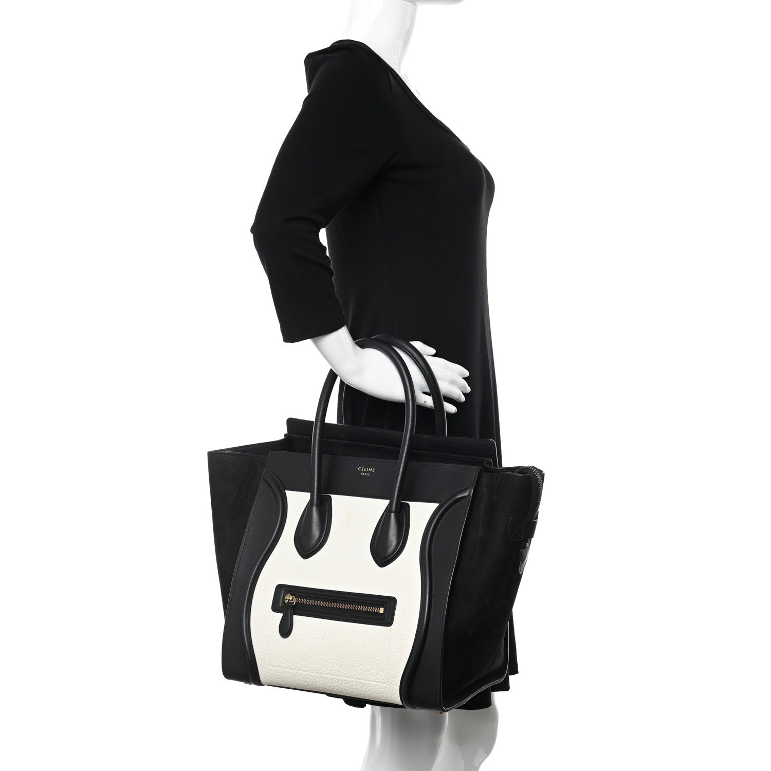 Celine Baby Grained Calfskin Tri-Color Mini Luggage White Liquorice 2 of 20