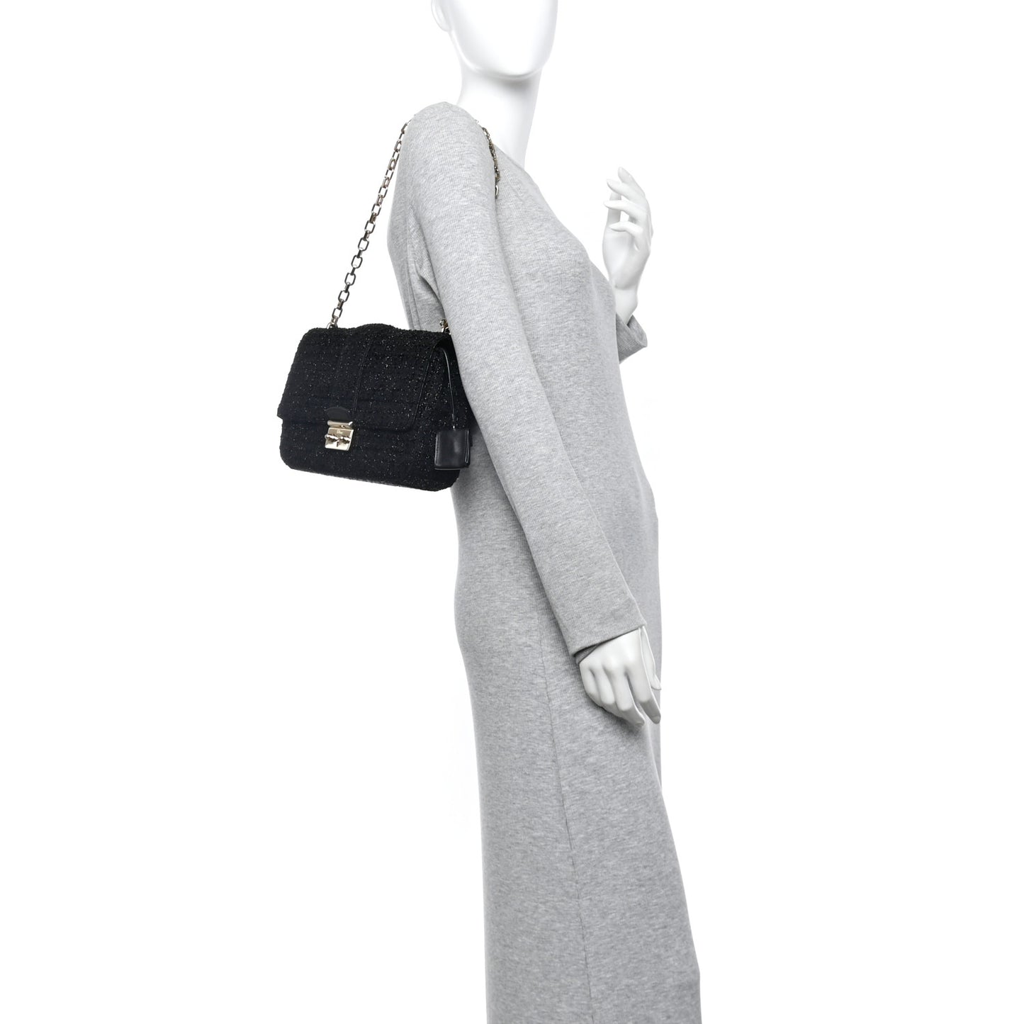 Tweed Medium Miss Dior Flap Black