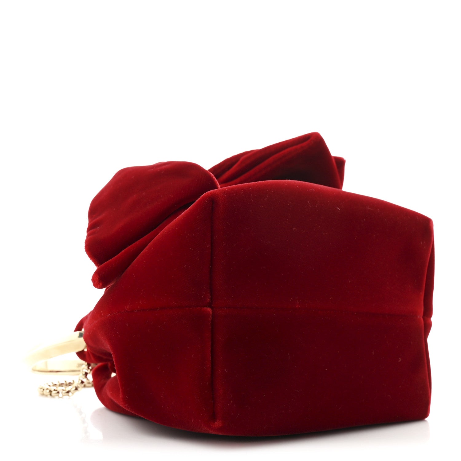 Jimmy Choo Velvet Micro Bon Bon Bow Bucket Bag Red 4 of 10