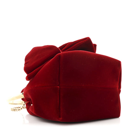 Jimmy Choo Velvet Micro Bon Bon Bow Bucket Bag Red 4 of 10