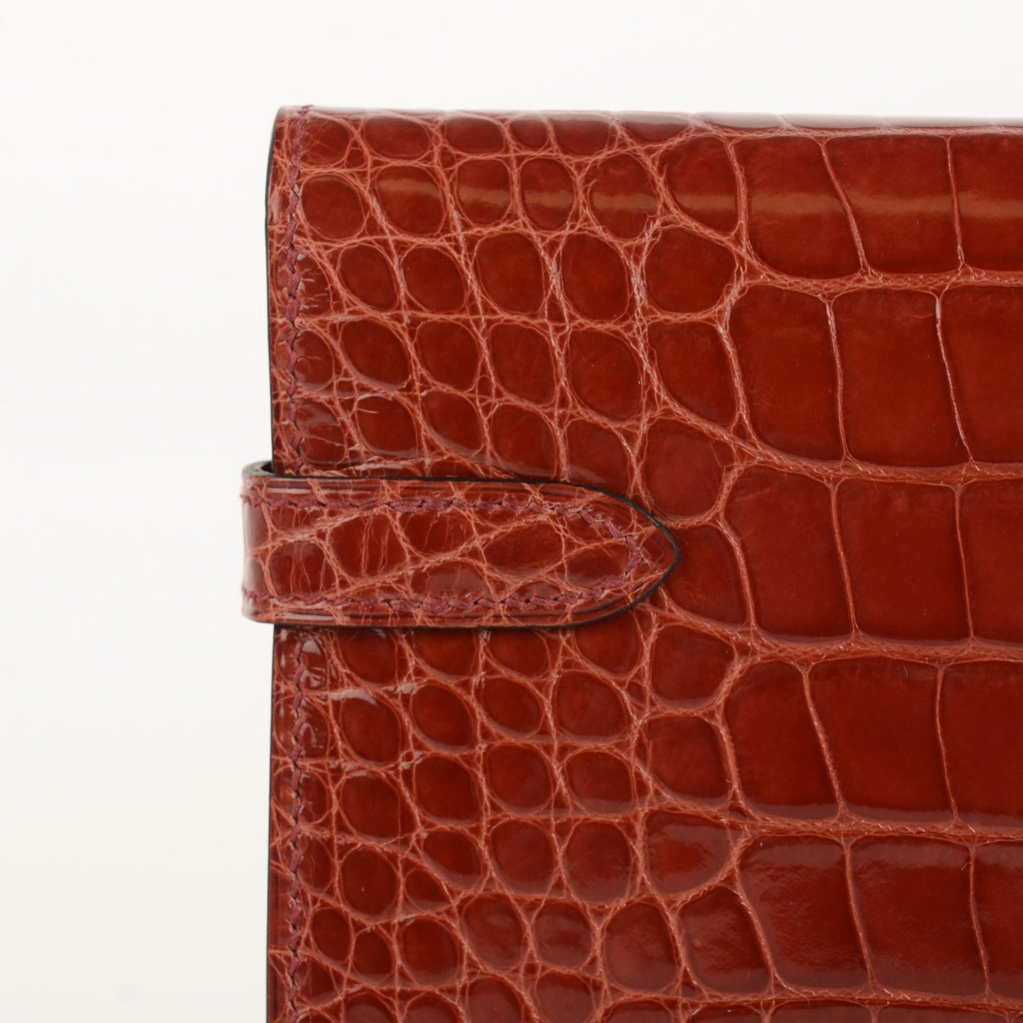 Shiny Alligator Kelly Longue Wallet Rouge H