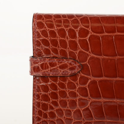 Hermes Shiny Alligator Kelly Longue Wallet Rouge H 7 of 16