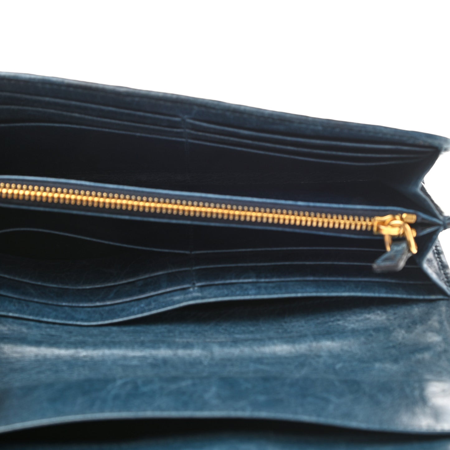 Nappa Matelasse Flap Wallet Bluette