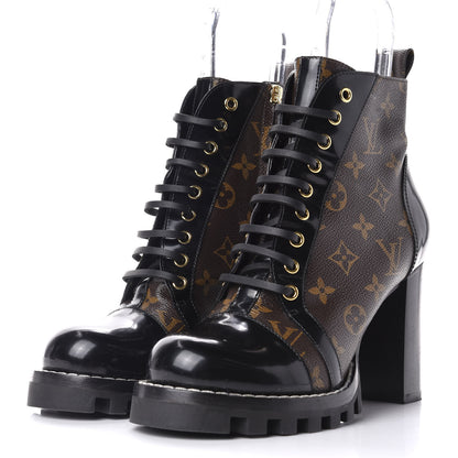 Louis Vuitton Patent Calfskin Monogram Star Trail Ankle Boots 40 Black 3 of 9