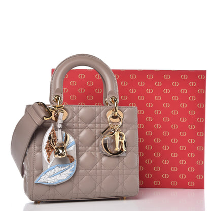 Christian Dior Lambskin Cannage Small Jeweled Swan Lady Dior Taupe 9 of 9