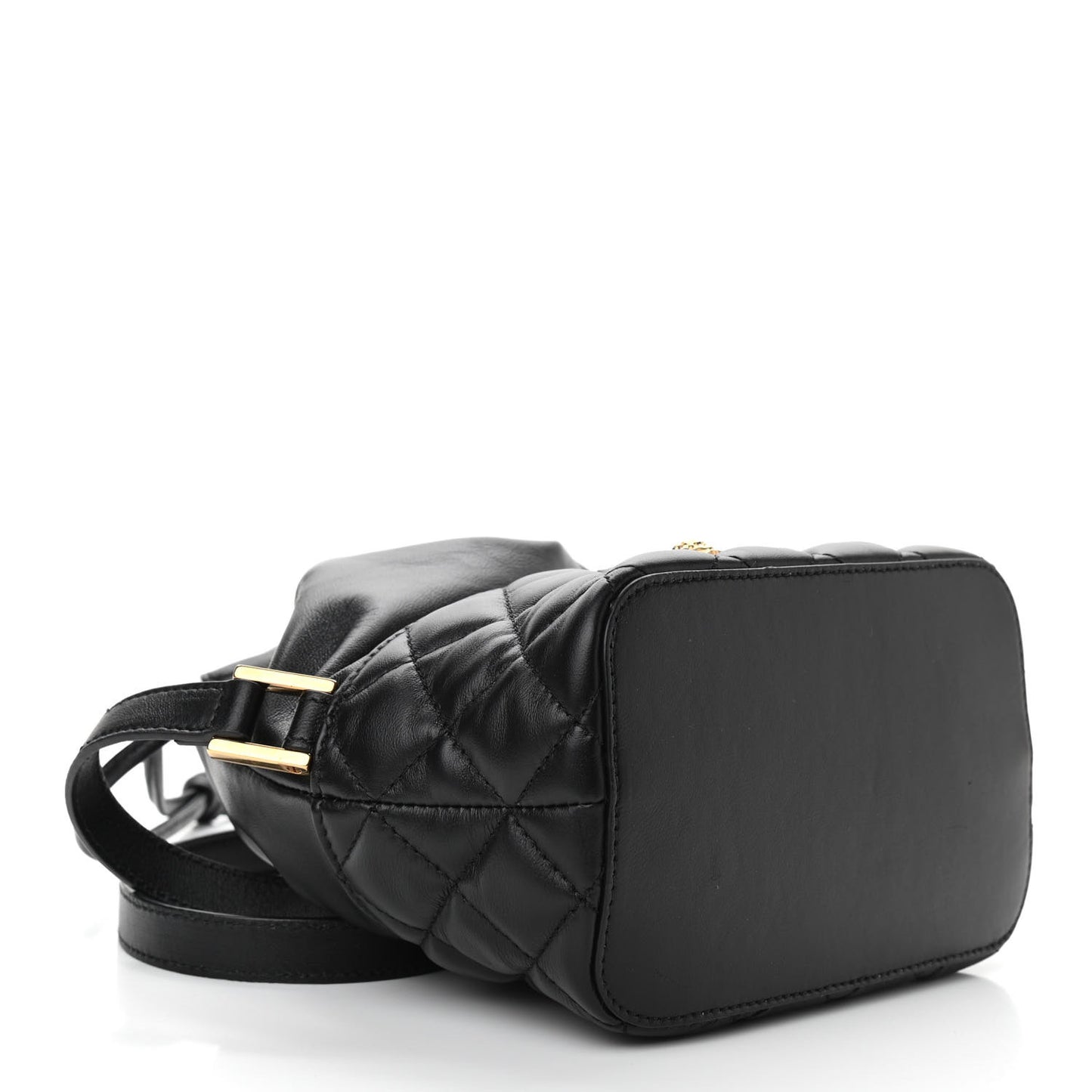 Nappa Quilted Medusa Bucket Bag Black