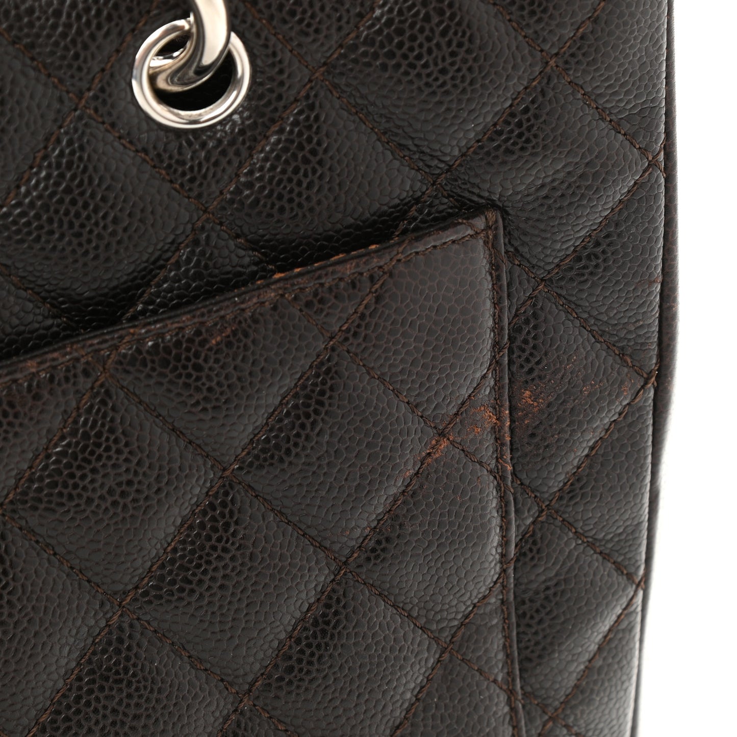Caviar Quilted Grand Shopping Tote GST Dark Brown
