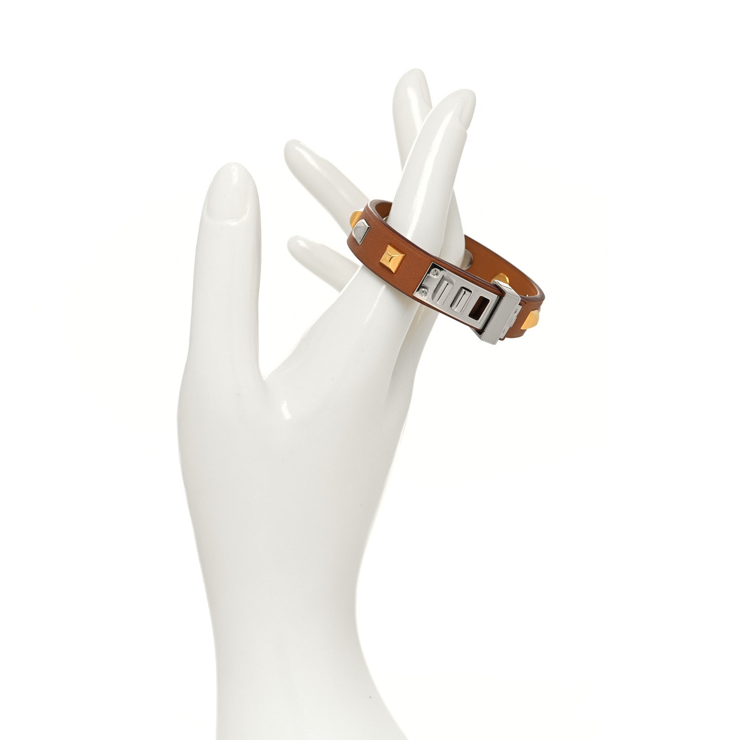 Hermes Swift Mini Dog Square Studded Bracelet T2 Gold 2 of 6