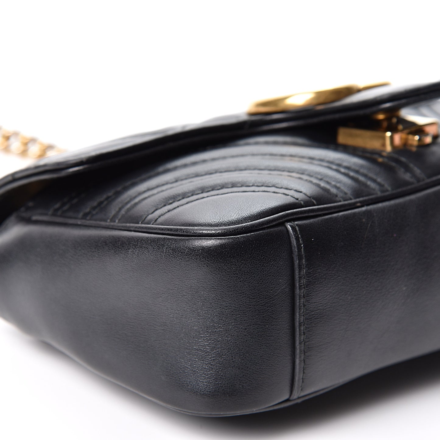 Calfskin Matelasse Mini GG Marmont Shoulder Bag Black