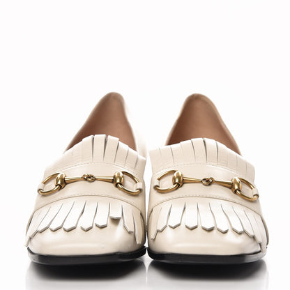 Gucci Malaga Kid Polly Kiltie Fringe 55mm Loafer Pumps 41 Mystic White 2 of 9