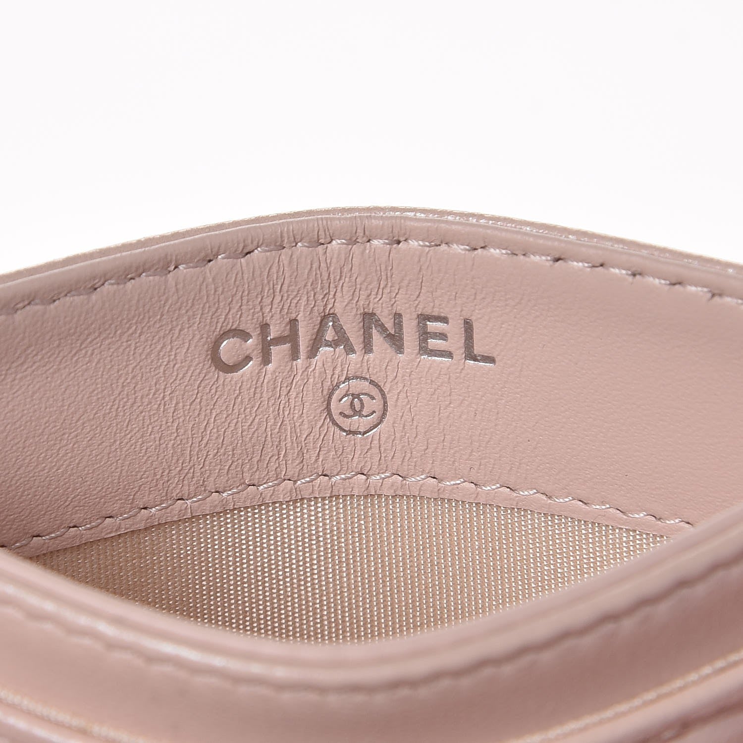 Chanel Lambskin Camellia Embossed Card Holder Nude 6 of 9