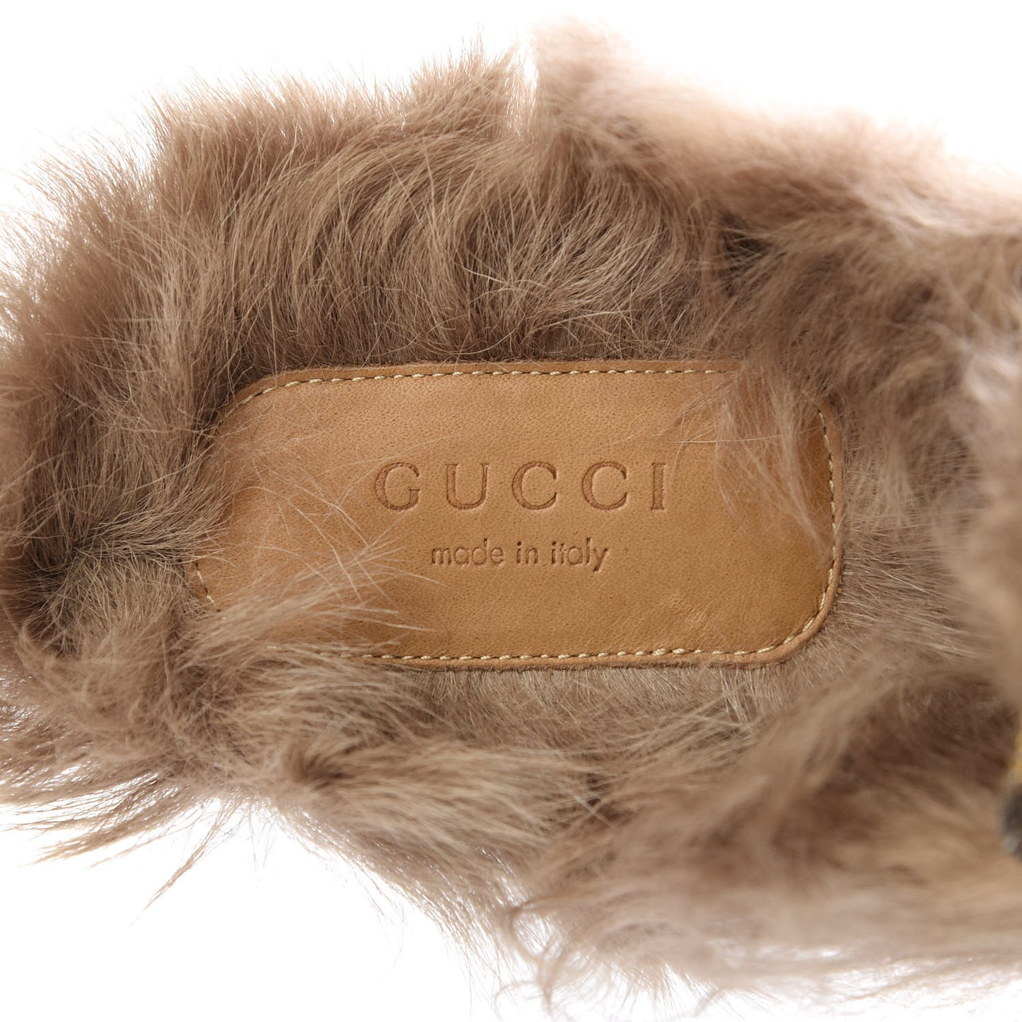 Brocade Fur Womens Princetown Slippers 36.5 Brown