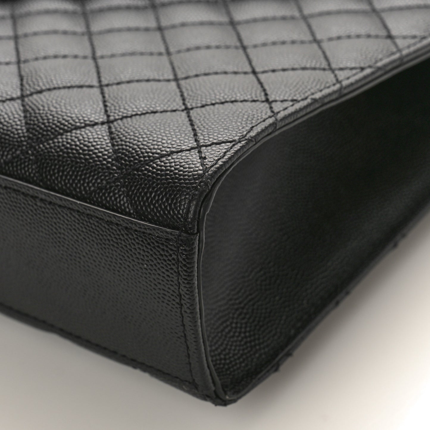 Grain De Poudre Textured Mixed Matelasse Large Triquilt Monogram Satchel Black