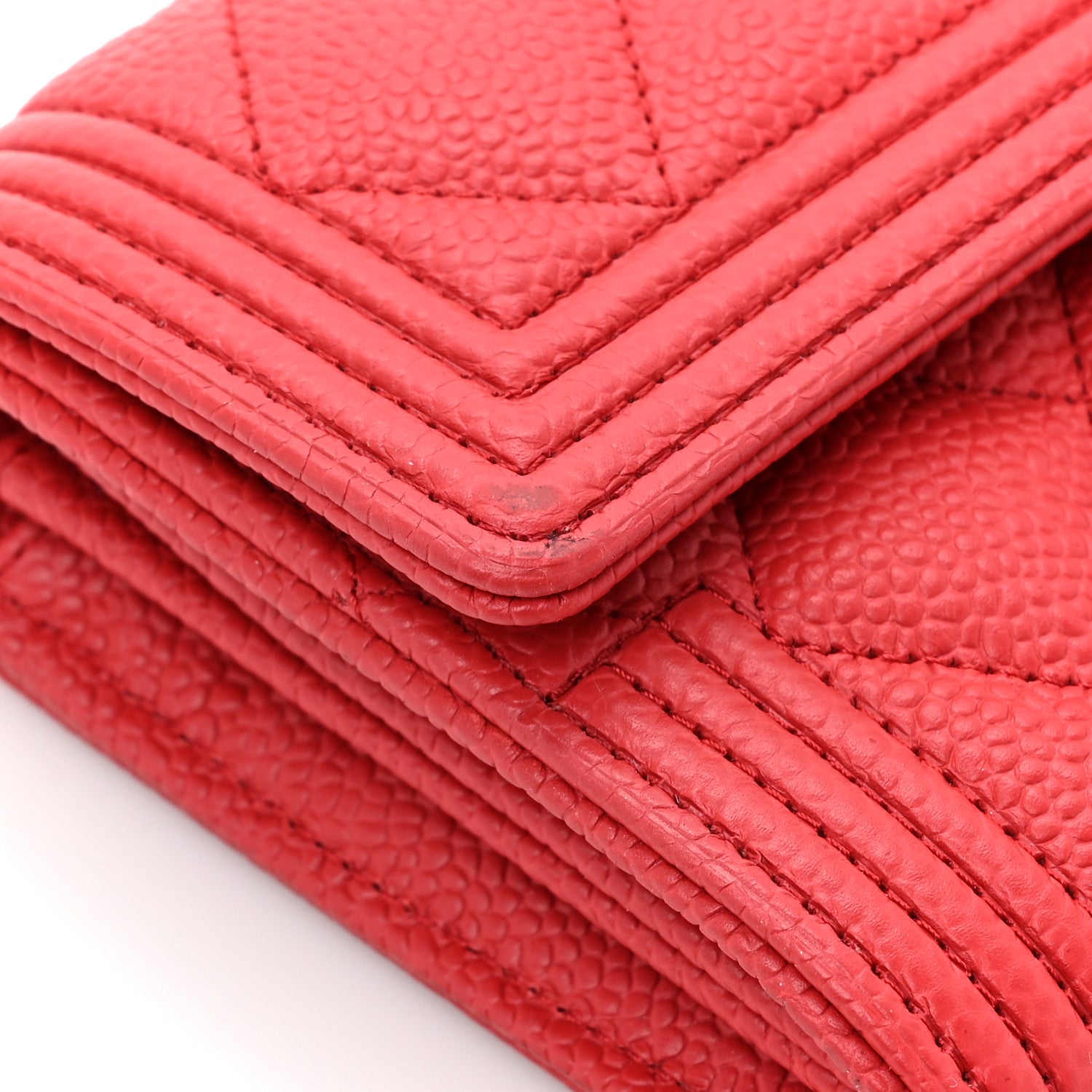 Chanel Caviar Quilted Large Boy Gusset Flap Wallet Red 13 of 17