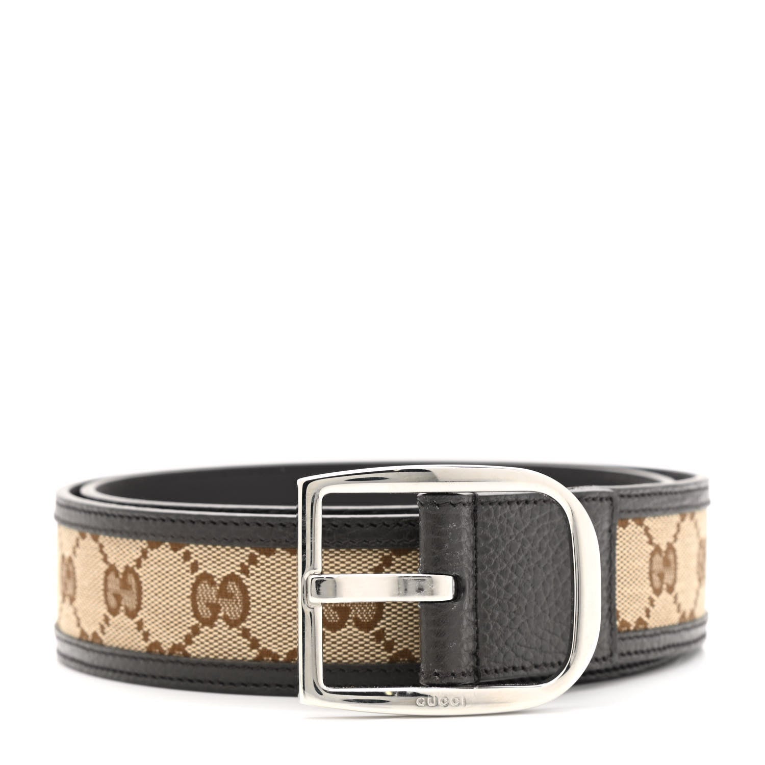 Gucci Monogram Dollar Calfskin 40mm Belt 90 36 Beige Ebony Testa di Moro 1 of 5