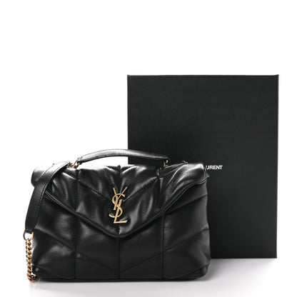 Saint Laurent Lambskin Quilted Toy Loulou Puffer Monogram Chain Satchel Black 11 of 11